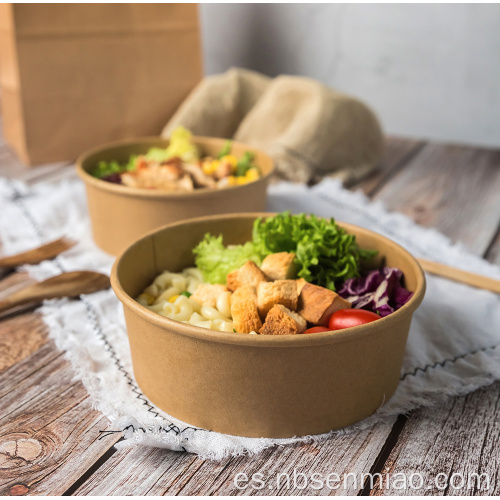 Cuenco de comida de papel kraft de arroz de fideos biodegradable